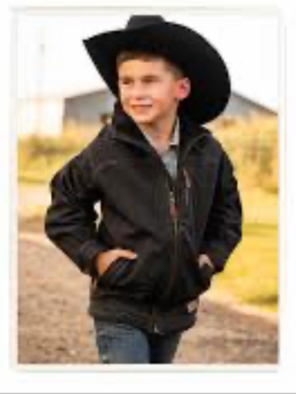 Boys Rafter Cowboy Collection Dark Brown Zip-Front Jacket XS